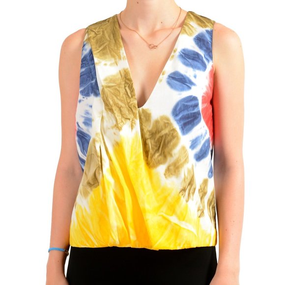 Dsquared2 Women's Multi-Color V-Neck Sleeveless Blouse Top US XS IT 38 - Picture 1 of 5